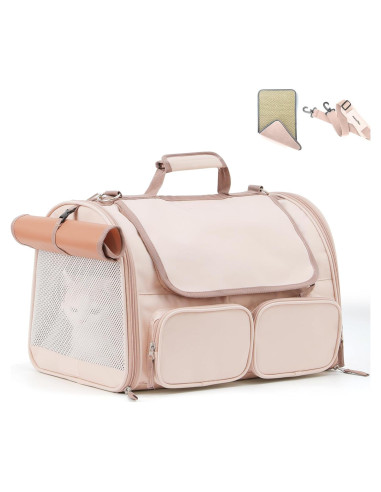 Transportín FUKUMARU Rosa para Gatos y Perros Pequeños