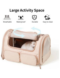 Transportín FUKUMARU Rosa para Gatos y Perros Pequeños 2