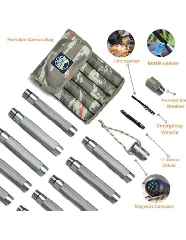 Bastón Táctico Plegable Prime Adventure G11 15 en 1 139 cm