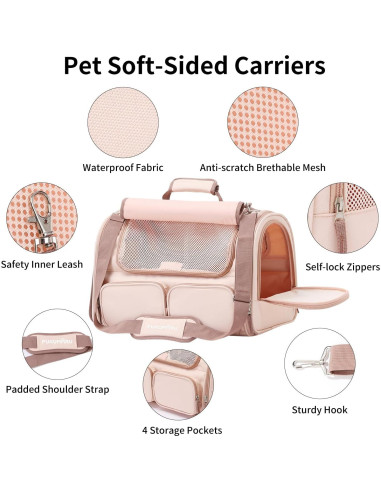 Transportín FUKUMARU Rosa para Gatos y Perros Pequeños