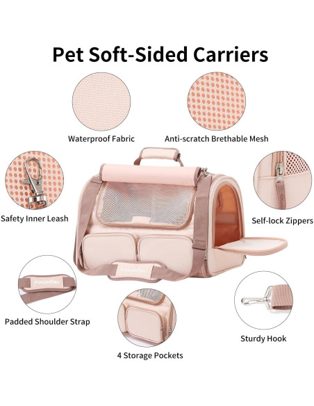 Transportín FUKUMARU Rosa para Gatos y Perros Pequeños Transportín FUKUMARU Rosa para Gatos y Perros Pequeños