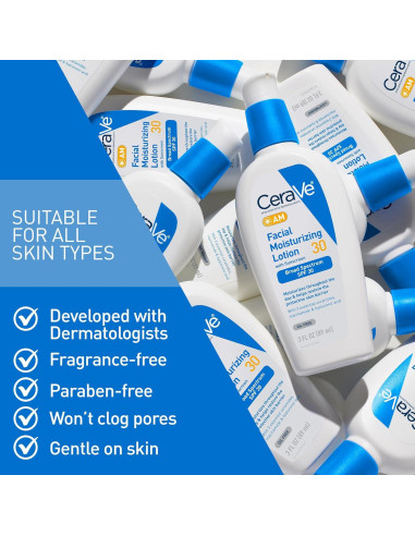 CeraVe Loción Hidratante Facial AM SPF 30 85g - No Comedogénica