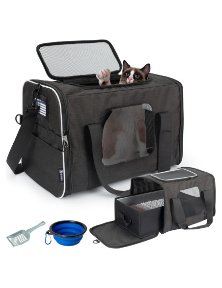Transportín para Gatos OB-Commerce Grande con Caja de Arena