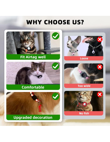 Collar para Gato SimpleThings con Soporte para Airtag Negro