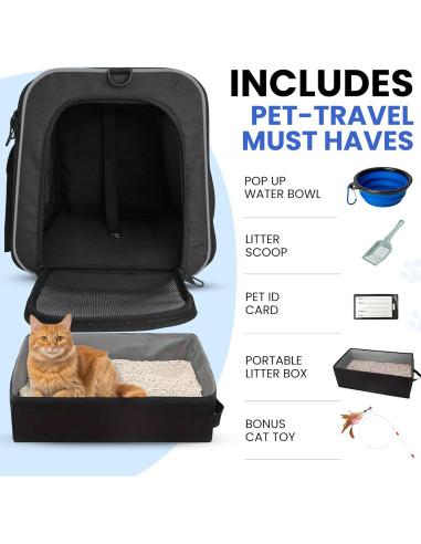 Transportín para Gatos OB-Commerce Grande con Caja de Arena