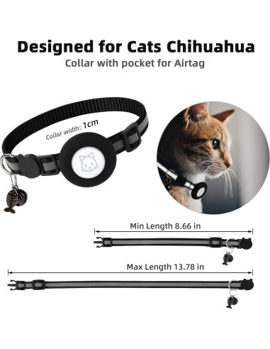 Collar para Gato SimpleThings con Soporte para Airtag Negro