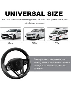 Funda de Volante Wevdn Gris Universal de Cuero Antideslizante 2