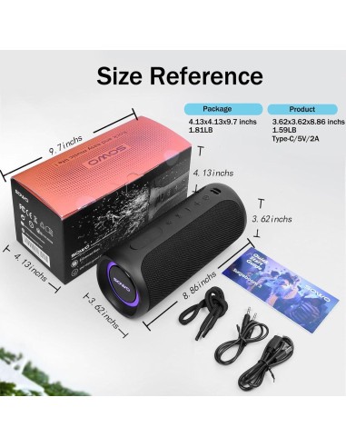 Altavoz Bluetooth SOWO Surgeboom 3 IP67 Portátil 12h