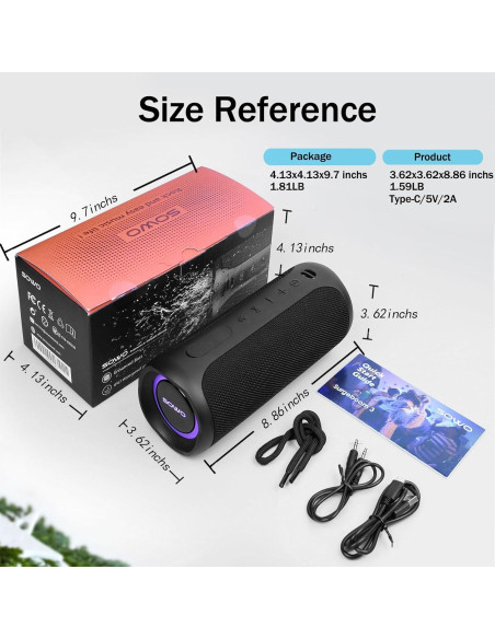 Altavoz Bluetooth SOWO Surgeboom 3 IP67 Portátil 12h