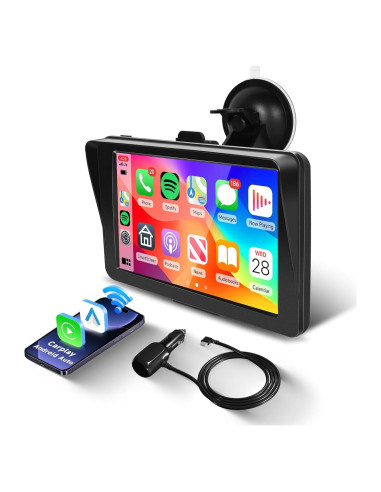 Podofo Estéreo de Coche 7" CarPlay Inalámbrico HD