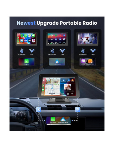 Podofo Estéreo de Coche 7" CarPlay Inalámbrico HD