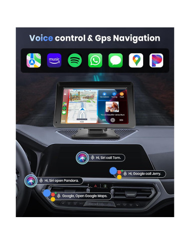 Podofo Estéreo de Coche 7" CarPlay Inalámbrico HD