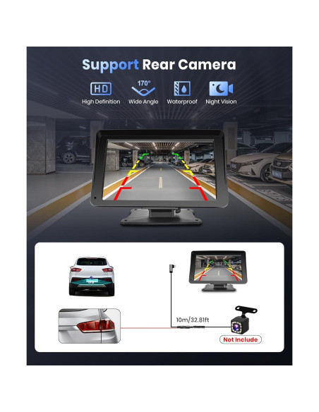 Podofo Estéreo de Coche 7" CarPlay Inalámbrico HD