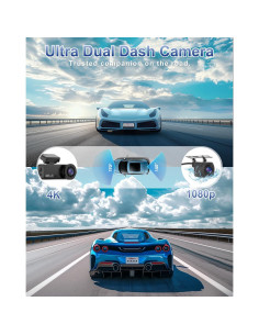 Cámara Dash 4K Delantera y Trasera Penemay con Tarjeta 64GB 2