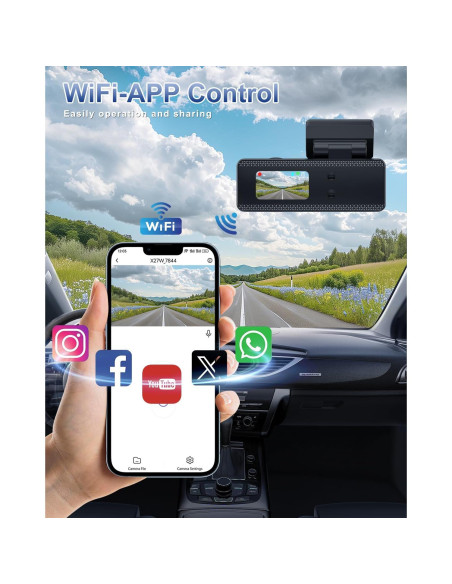 Cámara Dash 4K Delantera y Trasera Penemay con Tarjeta 64GB