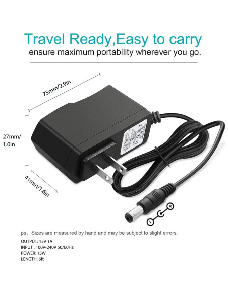 Adaptador de Cargador 15V 1A ycwwzzh para Iniciadores de Batería