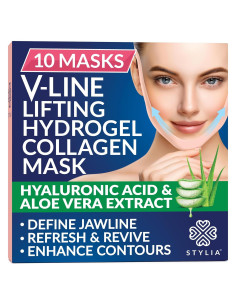 Máscara Facial Colágeno Stylia VL10 - Levanta Mandíbula 10PC
