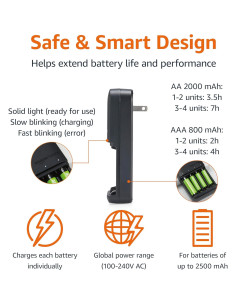 Cargador de Baterías Amazon Basics 4-Bay AA AAA NiMH 2