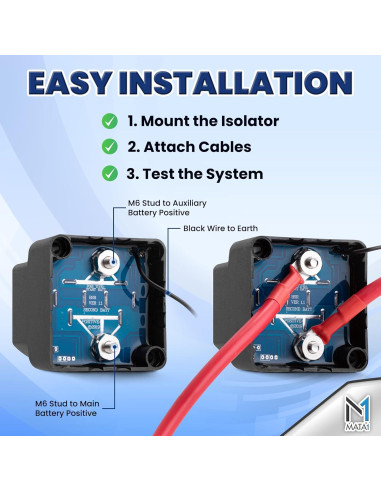 Aislador de Batería Doble Mata1 12V 140Amp IP67 para Vehículos