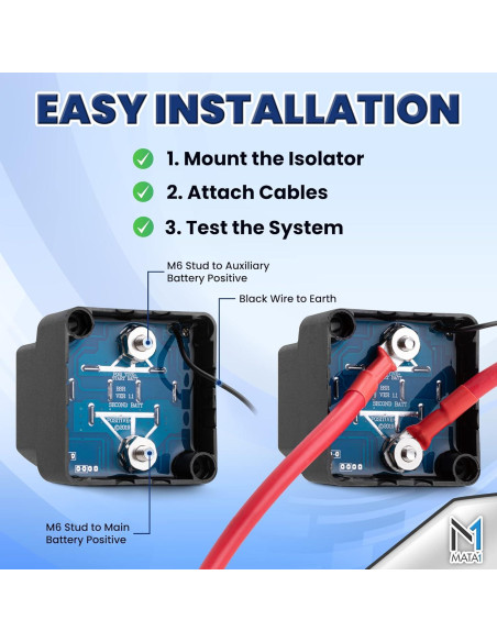 Aislador de Batería Doble Mata1 12V 140Amp IP67 para Vehículos