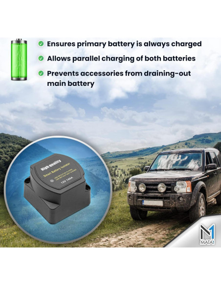 Aislador de Batería Doble Mata1 12V 140Amp IP67 para Vehículos