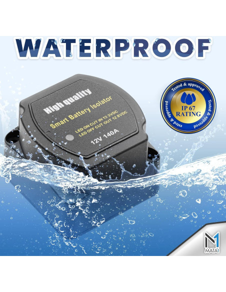 Aislador de Batería Doble Mata1 12V 140Amp IP67 para Vehículos
