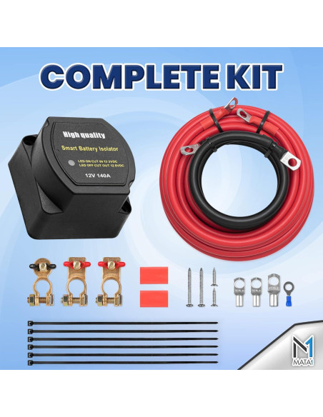 Aislador de Batería Doble Mata1 12V 140Amp IP67 para Vehículos