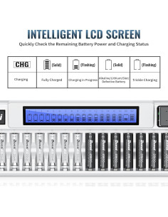 Cargador de Baterías Bonai VIP-1680C 16+2 AA AAA 9V LCD 2