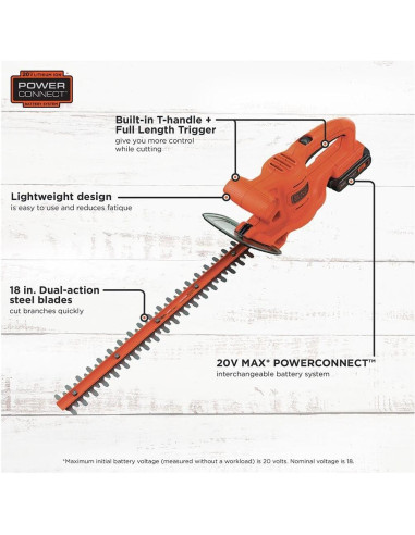Cortadora de Setos Inalámbrica BLACK+DECKER 20V MAX 45.72 cm