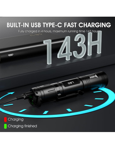 Linterna táctica WUBEN L50 recargable 1200 lúmenes IP68