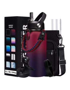 Botella de Agua Aislada DIGJUPER 32 oz con Pajilla y Asa