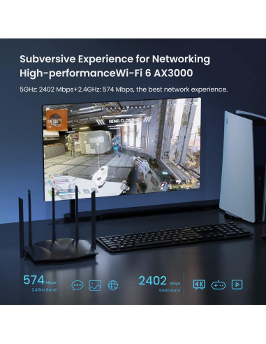 Router Tenda WiFi 6 AX3000 RX12 Pro Doble Banda Gigabit