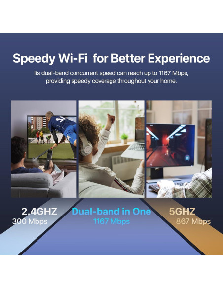 Router WiFi Tenda AC1200 - Doble Banda, 3 Puertos Gigabit