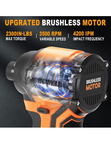 Destornillador de impacto inalámbrico MICWELL 20V 260,64 Nm 4 velocidades