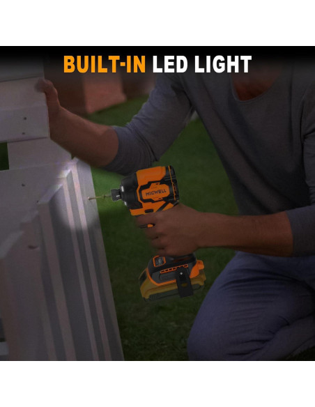 Destornillador de impacto inalámbrico MICWELL 20V 260,64 Nm 4 velocidades