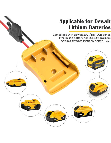 Adaptador de Rueda de Poder Dewalt 20V 2 Paquetes con Fusibles