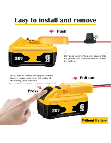 Adaptador de Rueda de Poder Dewalt 20V 2 Paquetes con Fusibles