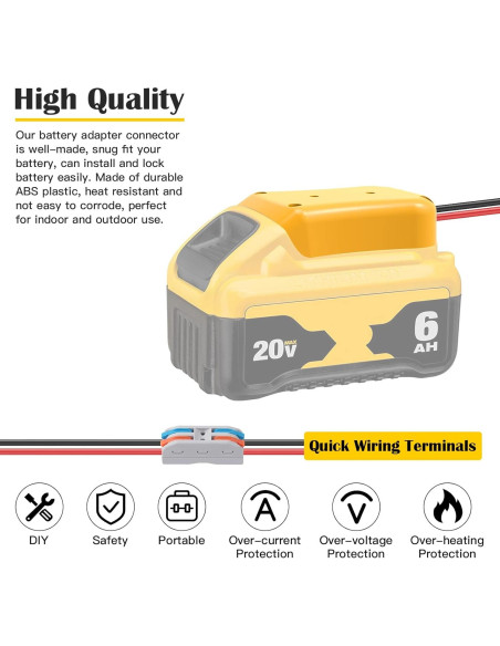 Adaptador de Rueda de Poder Dewalt 20V 2 Paquetes con Fusibles