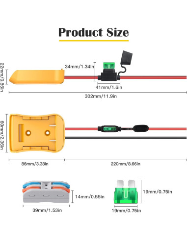 Adaptador de Rueda de Poder Dewalt 20V 2 Paquetes con Fusibles