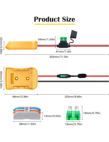Adaptador de Rueda de Poder Dewalt 20V 2 Paquetes con Fusibles