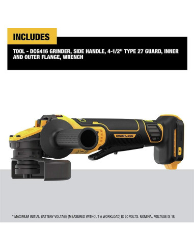 Amoladora Angular DEWALT 20V MAX 1550W 4.5" a 5" Sin Cable