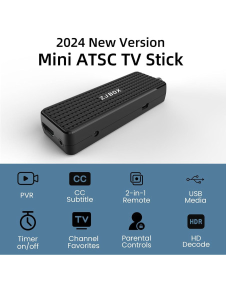 Caja Convertidora Digital ZJBOX 2024 ATSC 1080P HDMI USB