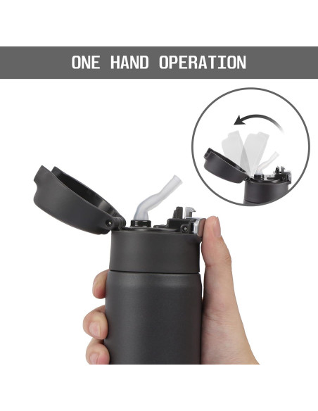 Botella de Agua Aislada TSURUYA 532ml con Pajilla y Doble Pared