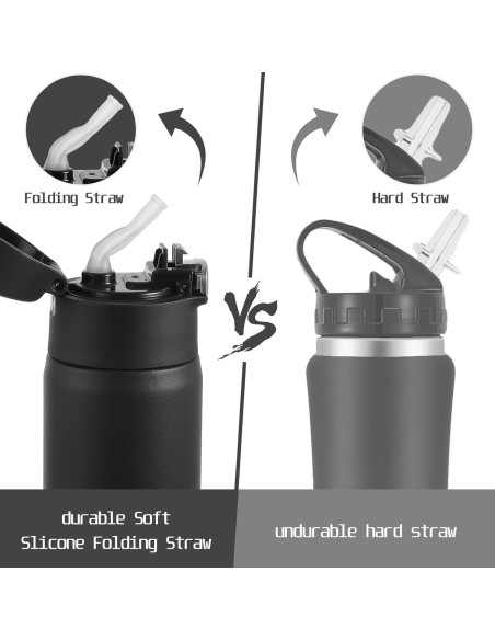 Botella de Agua Aislada TSURUYA 532ml con Pajilla y Doble Pared