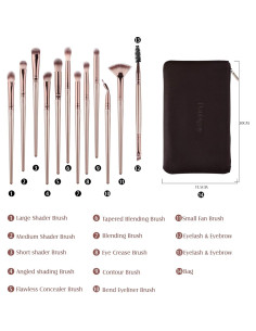 Set de Pinceles de Maquillaje Daubigny 12 PCS para Ojos 2