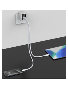 Cargador Rápido GaN 25W Vebner USB-C y USB-A Blanco 2