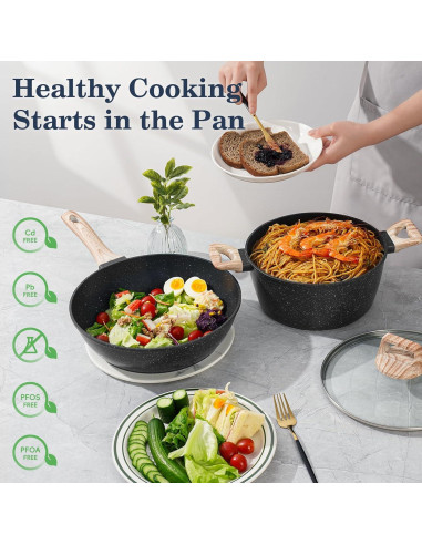 Juego de 12 Piezas de Ollas y Sartenes Antiadherentes SODAY