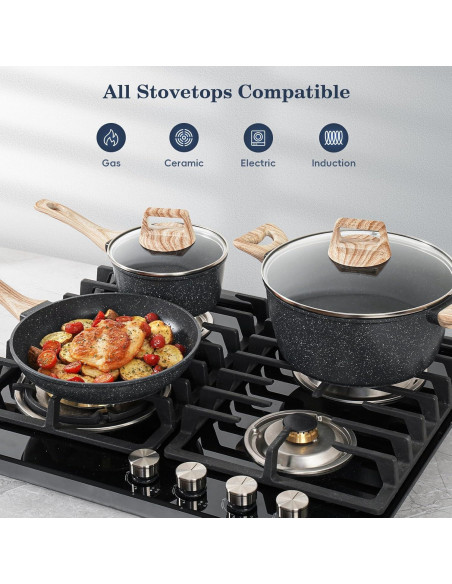 Juego de 12 Piezas de Ollas y Sartenes Antiadherentes SODAY