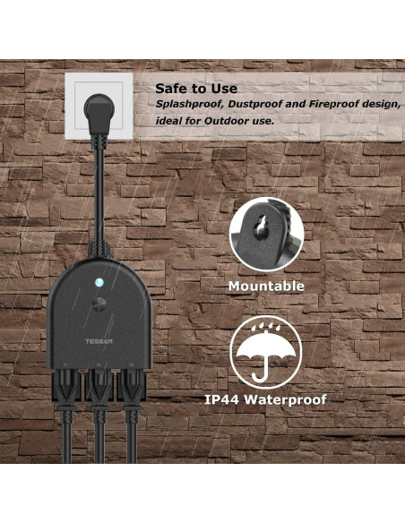 Enchufe Inteligente TESSAN IP44 3 Tomas Control WiFi