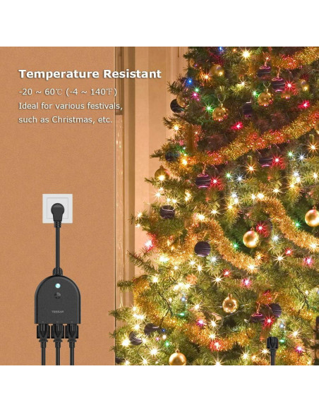 Enchufe Inteligente TESSAN IP44 3 Tomas Control WiFi